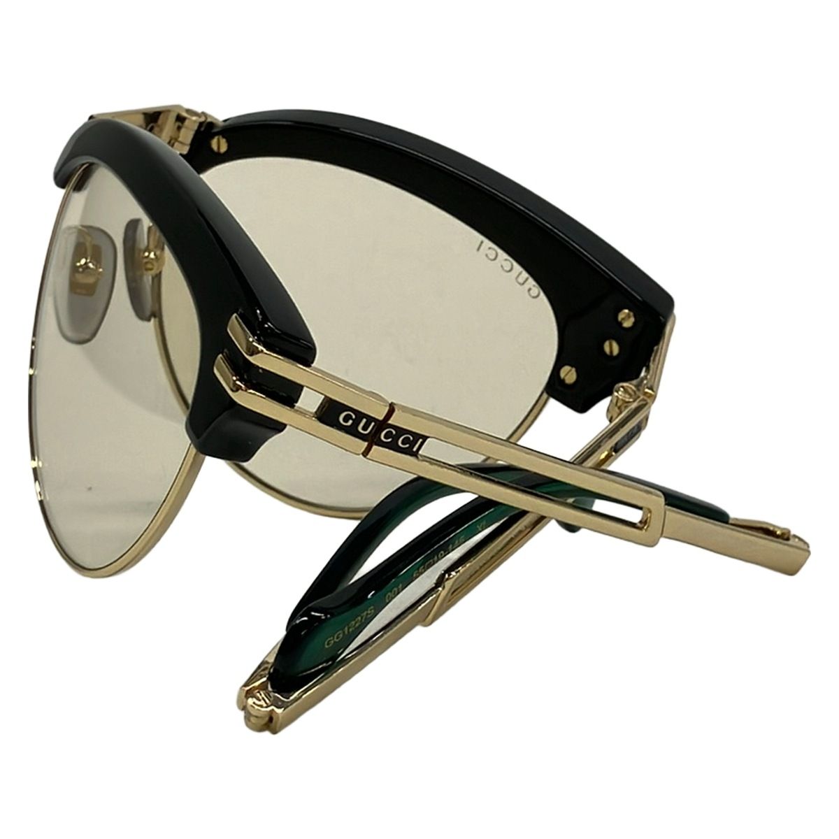GUCCI GG1227S サングラス — ブラック、ゴールド、ライトブラウン