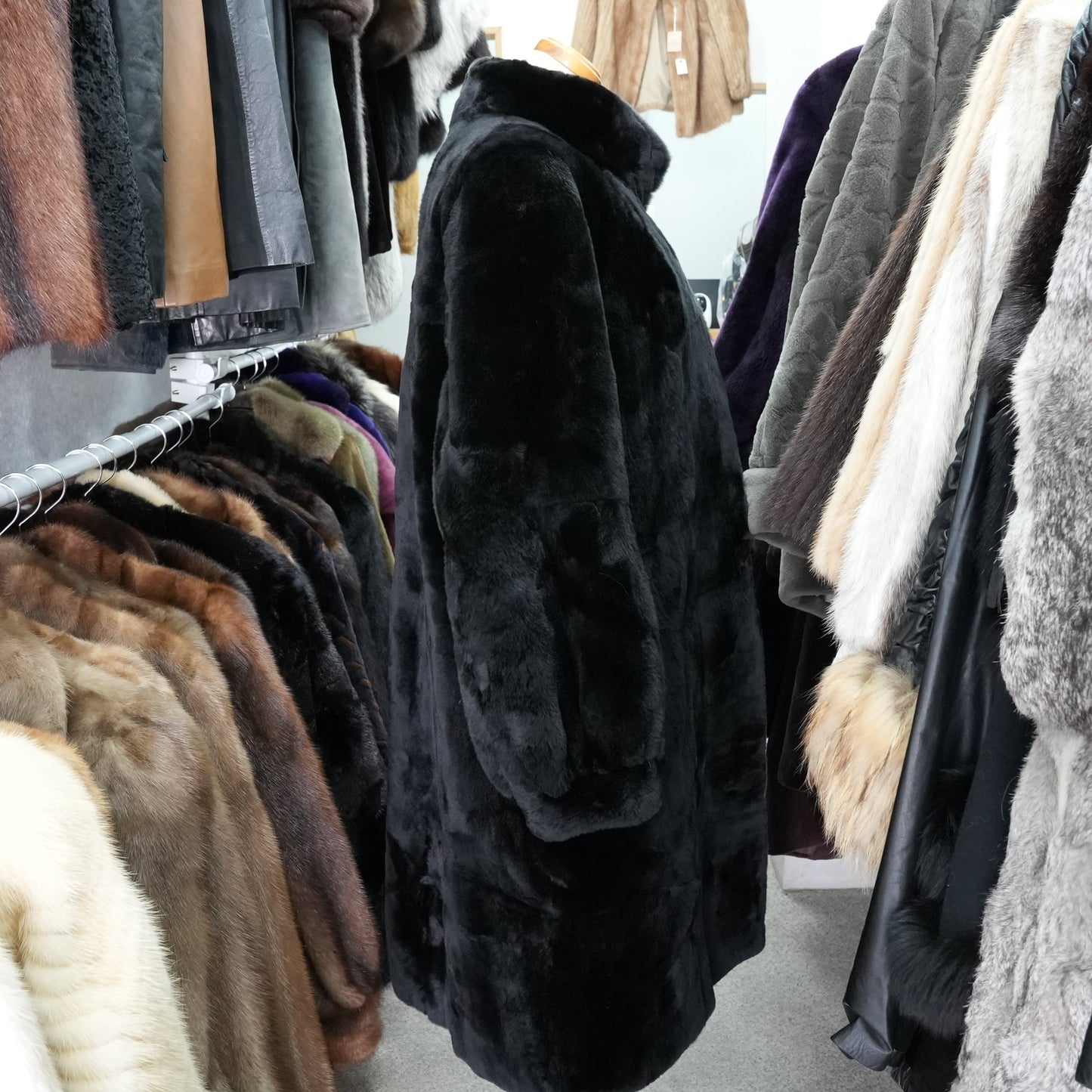 Nutria Fur Black Long Coat - Genuine Vintage Fur From Japan