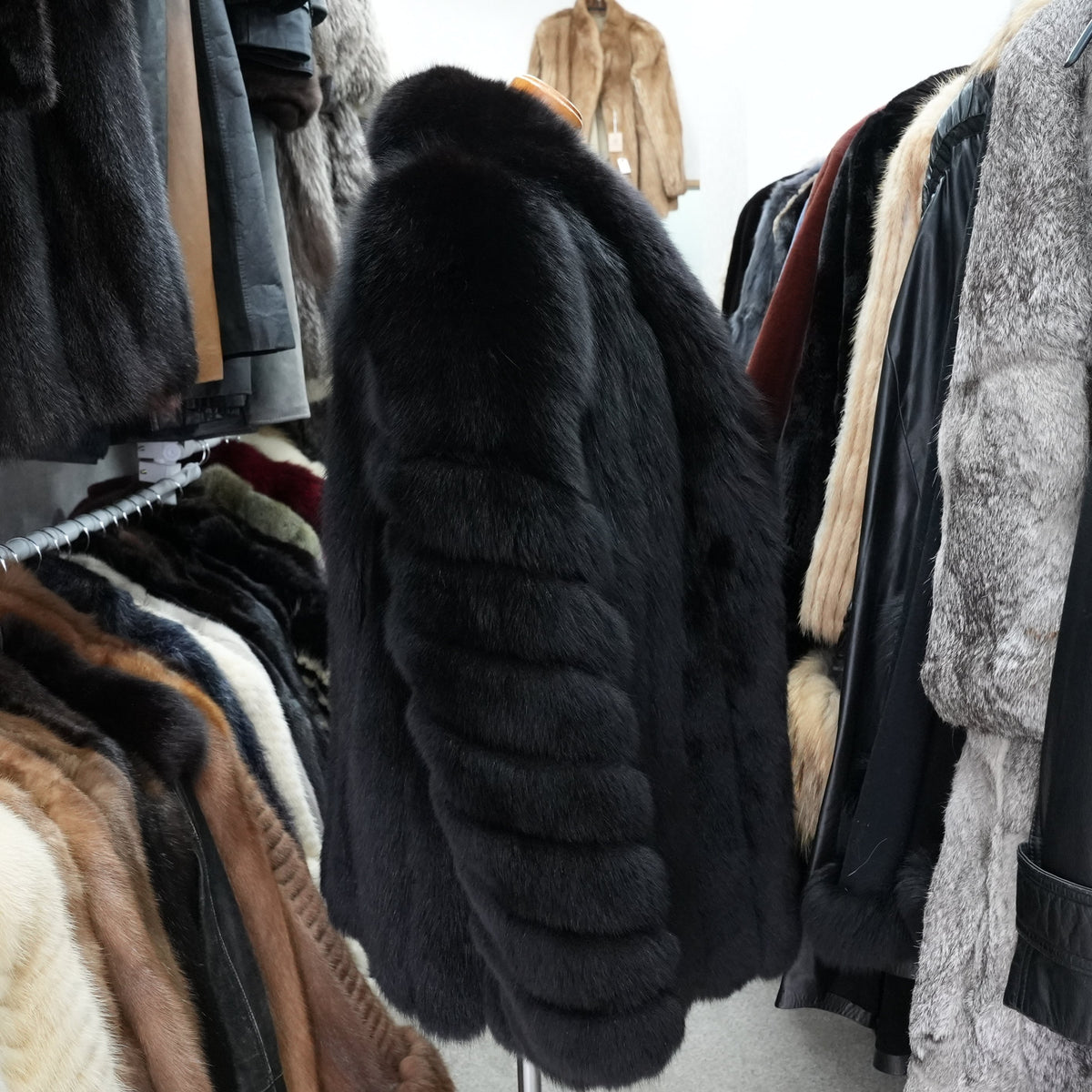 Black Dyed SAGA FOX Coat - Genuine Vintage Fur From Japan