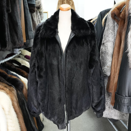Mink and Leather Reversible Zip Up Jacket - Genuine Vintage Fur From Japan