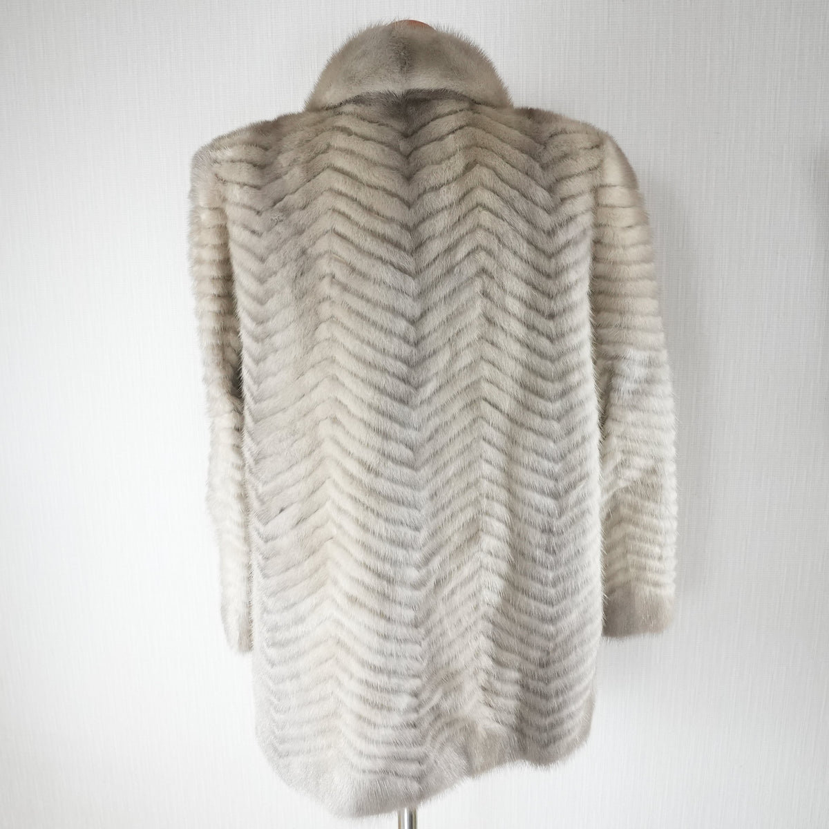 Pastel Mink Fur Coat chevron Design ROTINY - Genuine Vintage Fur From Japan