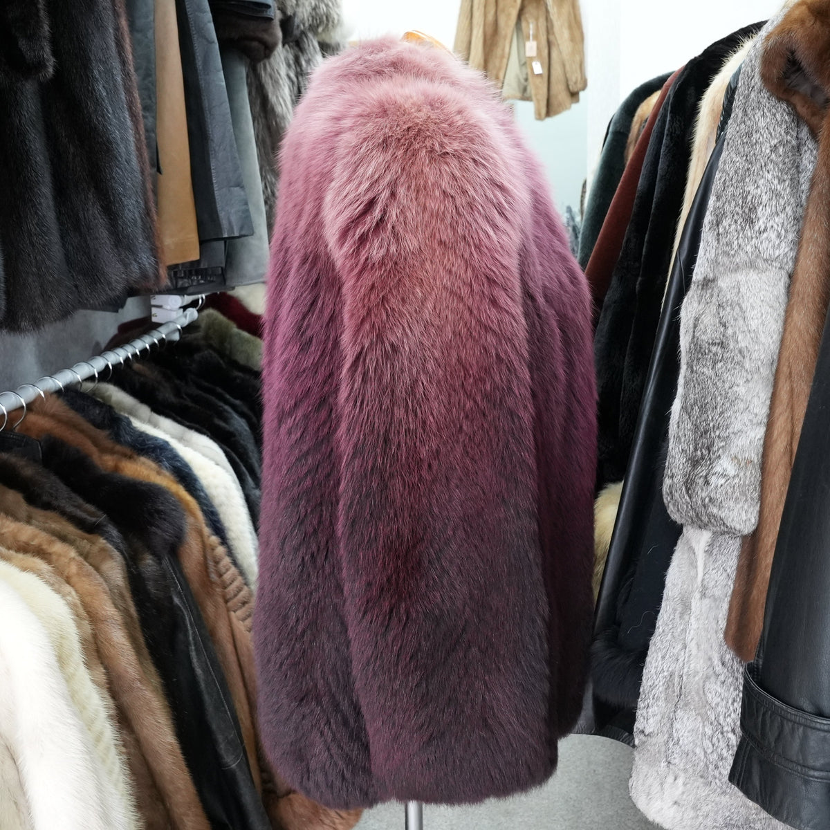 Gradient Dyed Design Fur Coat - Genuine Vintage Fur From Japan