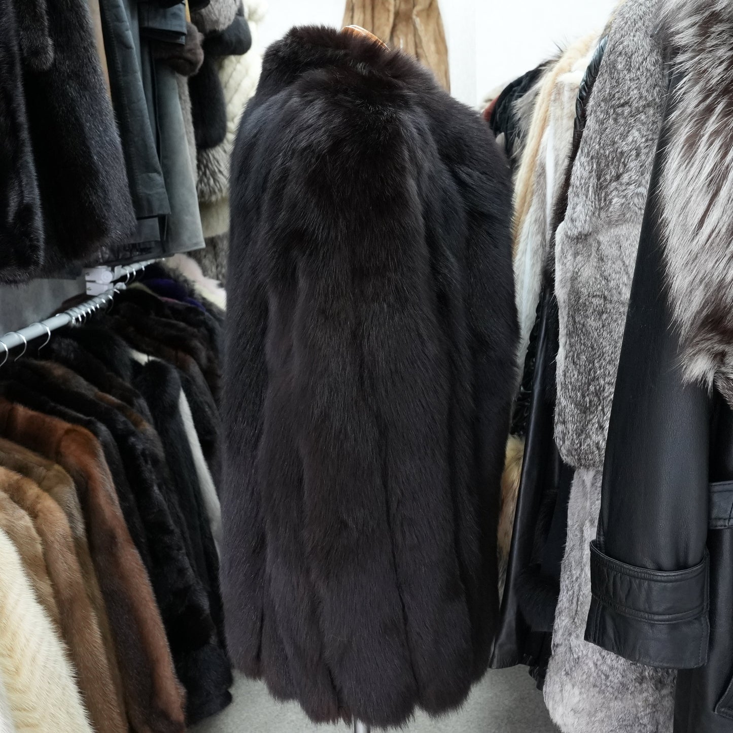 Black Dyed SAGA Fox Coat - Genuine Vintage Fur From Japan