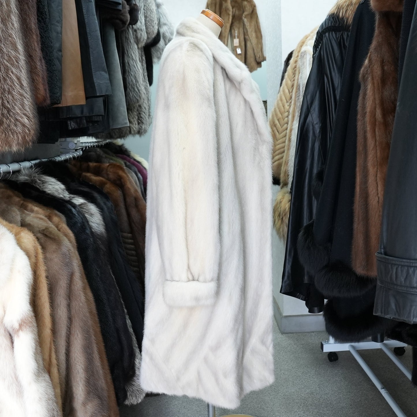 Lavender Mink Coat Patterned Design Roll-up Sleeve - Genuine Vintage Fur From Japan