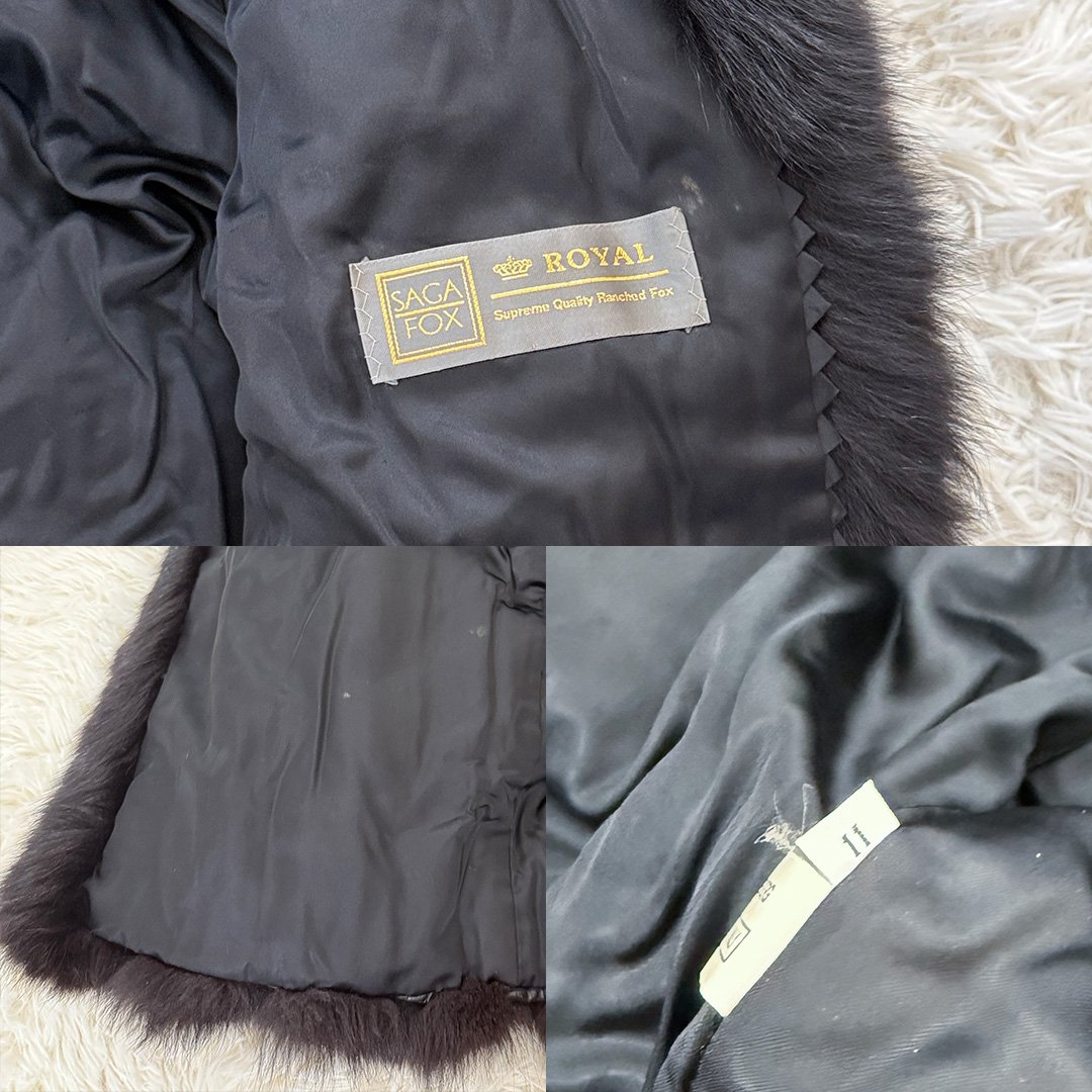 Black Dye Fox Coat - SAGA ROYAL FOX Genuine Vintage Fur Japan