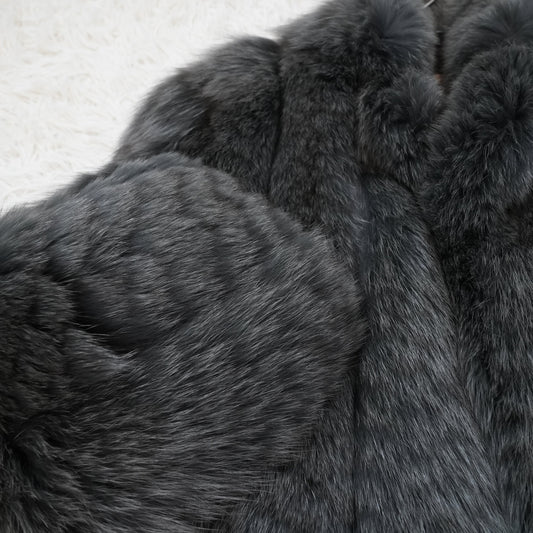 Gray Dyed Fox Fur Coat nakamur fur - Genuine Vintage Fur From Japan