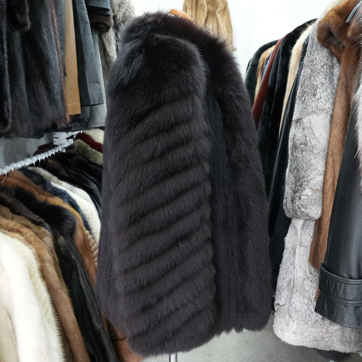 Dark Brown Dyed SAGA FOX Coat - Genuine Vintage Fur From Japan