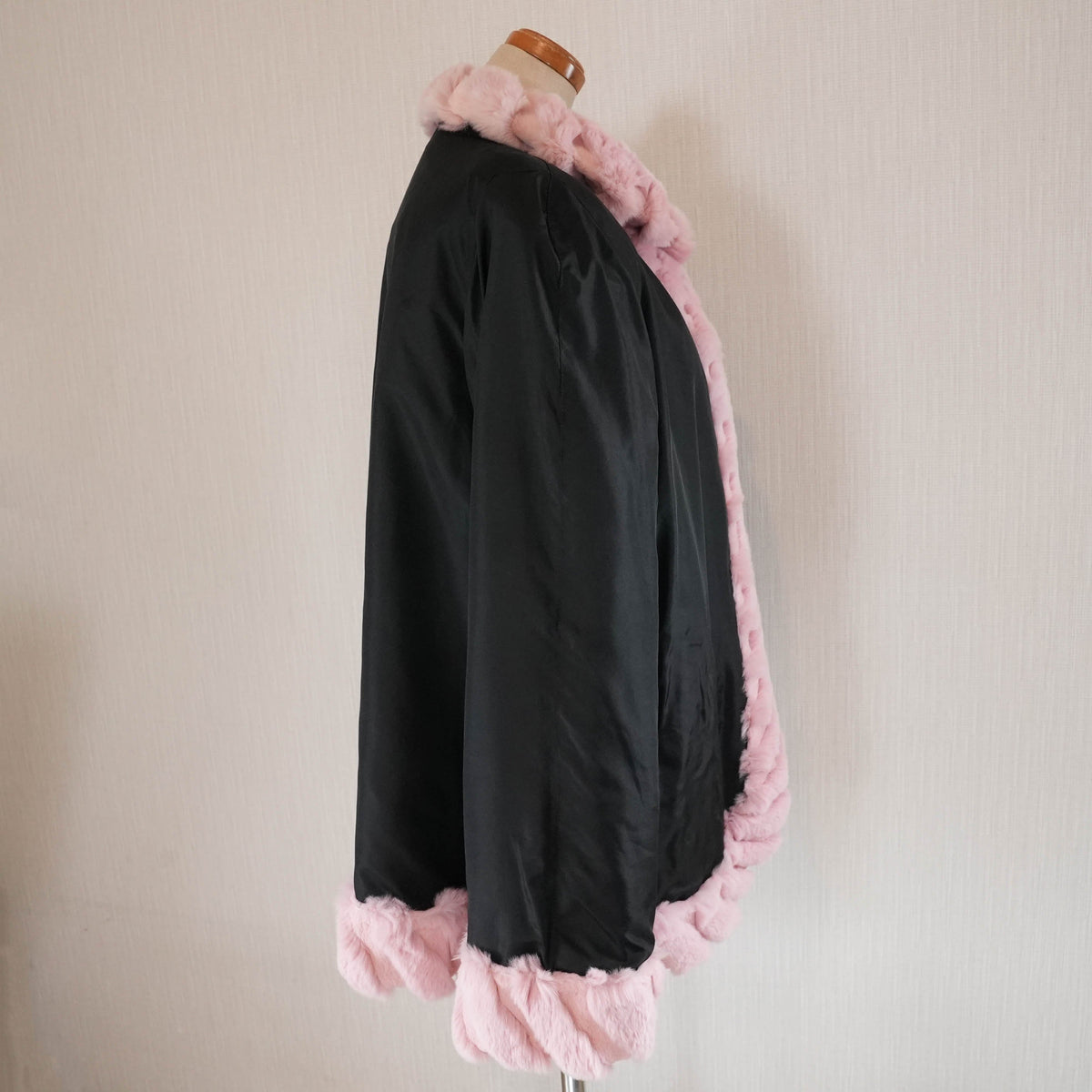 Pink Dyed Reversible Rabbit Fur Coat - Genuine Vintage Fur From Japan