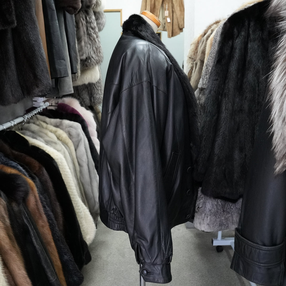 Men Mink and Leather Reversible Bomber Jacket- Genuine Vintage Fur From Japan