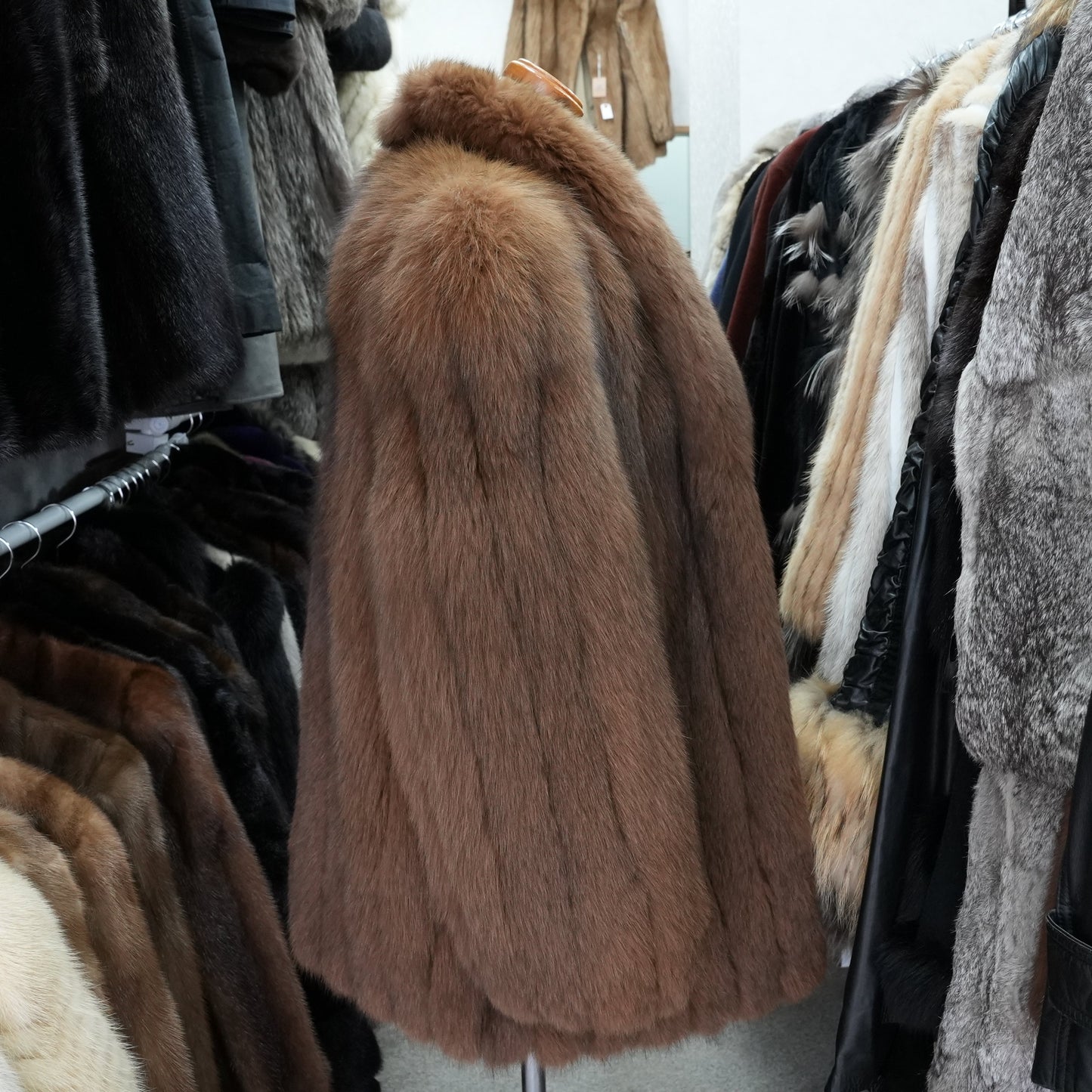 Brown Dyed Fox Fur Coat Soft & Fluffy - Genuine Vintage Fur From Japan