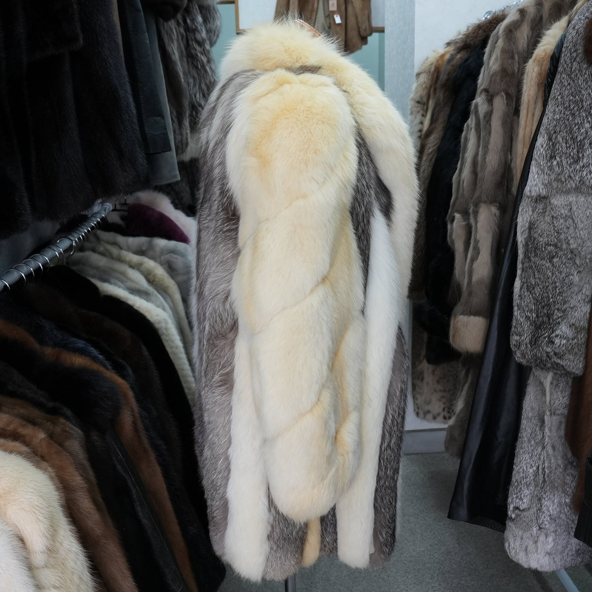 Shadow Fox and Silver Fox Stripe Design Coat Soft and Fluffy SAGA FOX