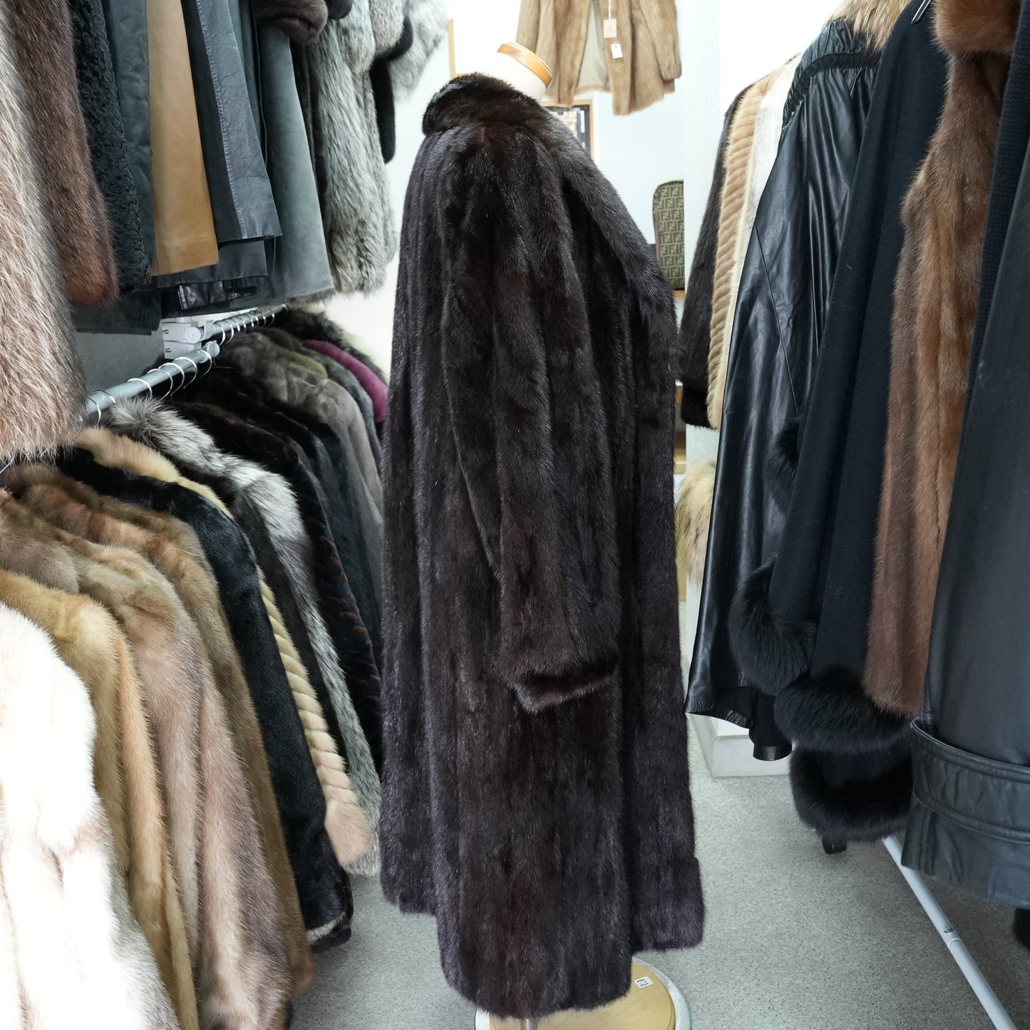 Dark Mink Long Coat - Genuine Vintage Fur From Japan