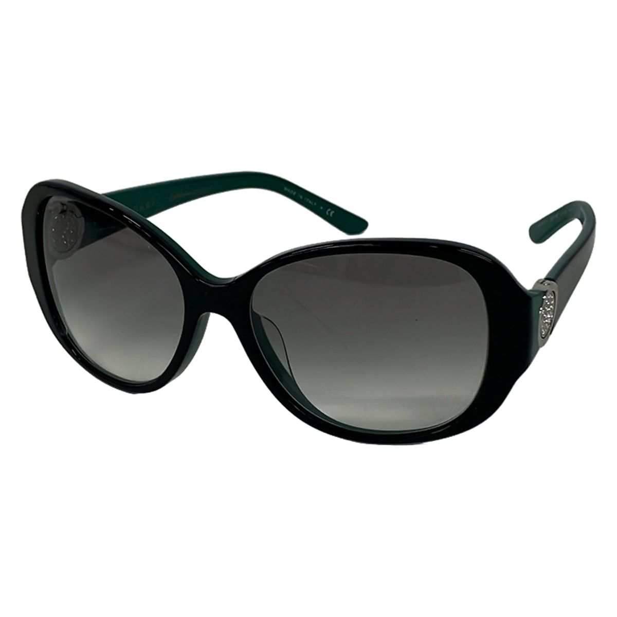 BVLGARI 8138-B-F サングラス — ブラック＆グリーンラインストーン