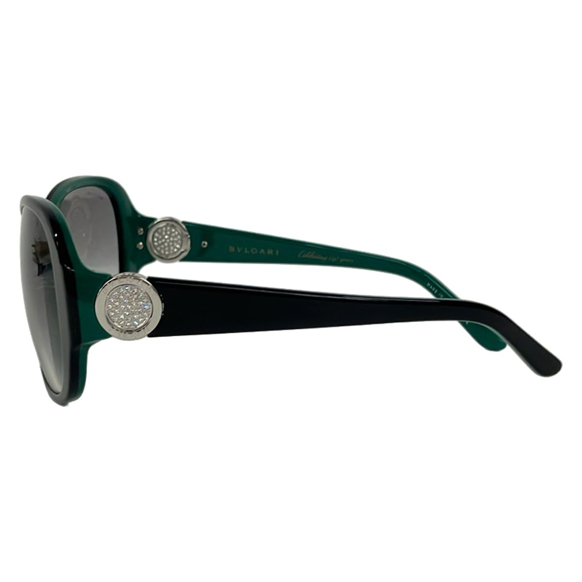 BVLGARI 8138-B-F サングラス — ブラック＆グリーンラインストーン