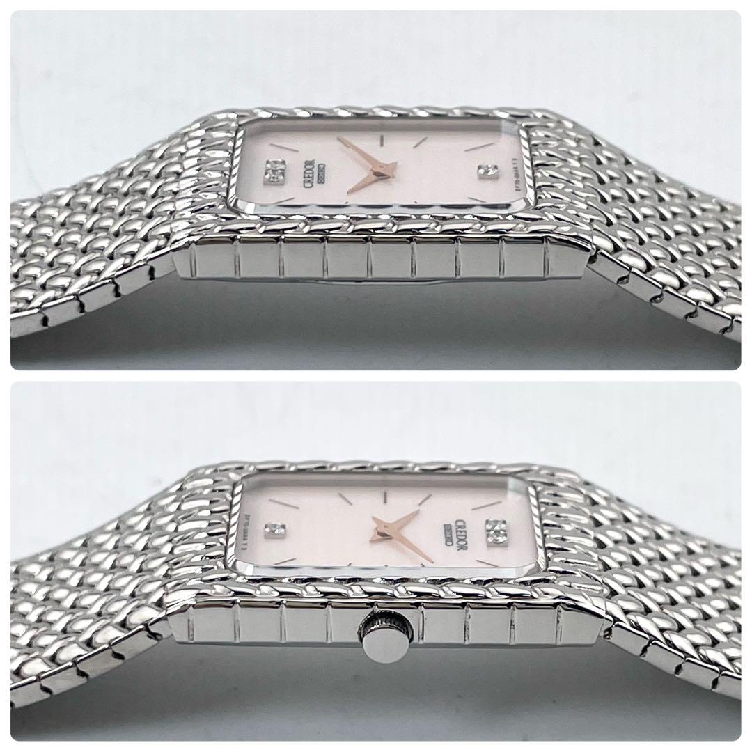 SEIKO CREDOR 方形手表 — 石英，银色，女式