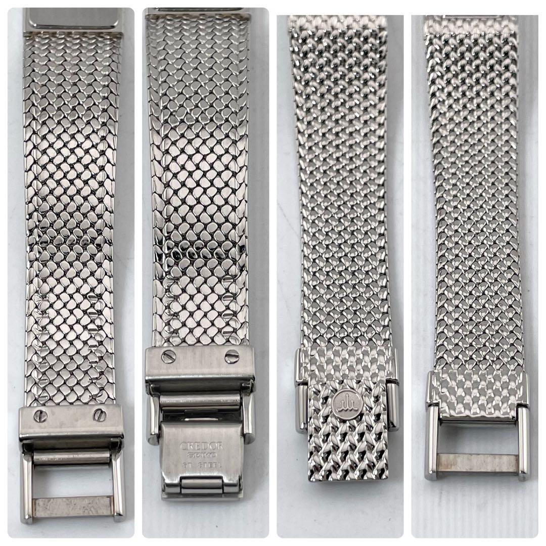 SEIKO CREDOR 方形手表 — 石英，银色，女式