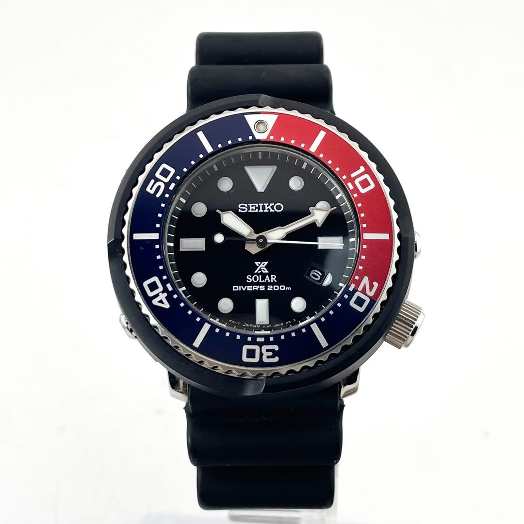 SEIKO V147-0AZ0 Prospex 潜水表 — 石英，黑/蓝/红，男士