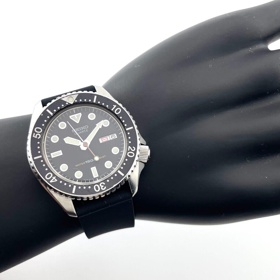 SEIKO 6458-6000 Diver's Watch — Quartz, Silver Black, Men's