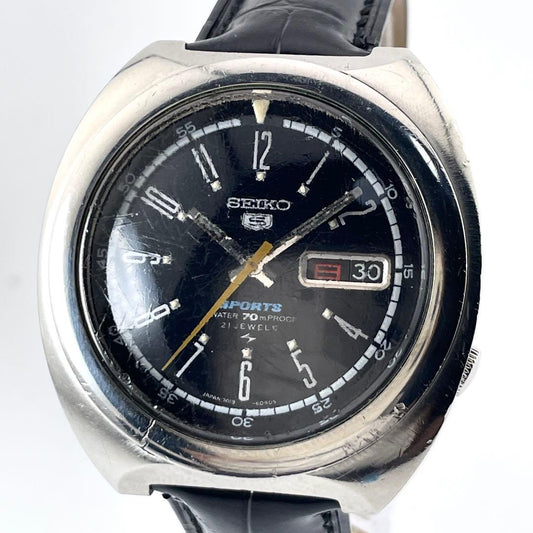 SEIKO 5 7019-6020 运动腕表 — 自动机械，银黑，男士