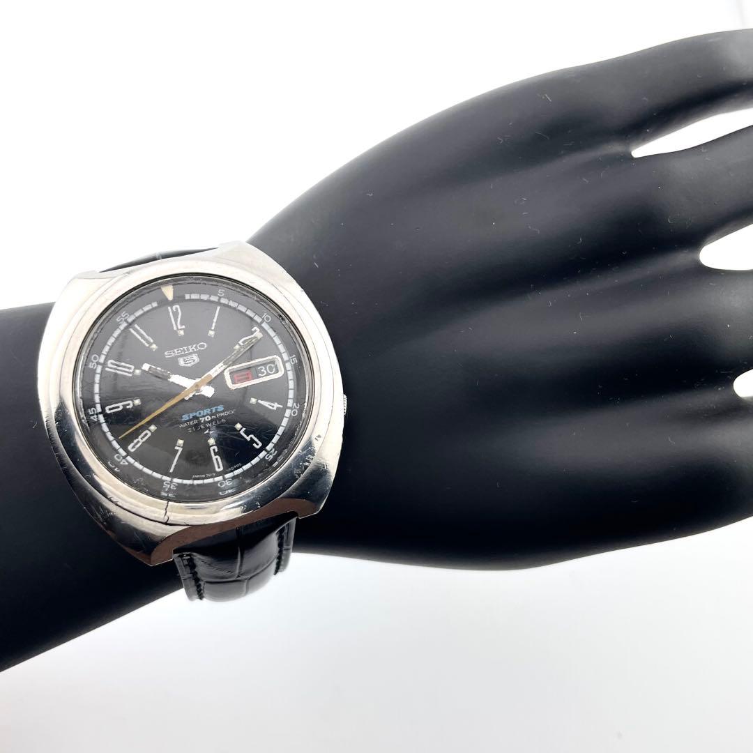 SEIKO 5 7019-6020 运动腕表 — 自动机械，银黑，男士