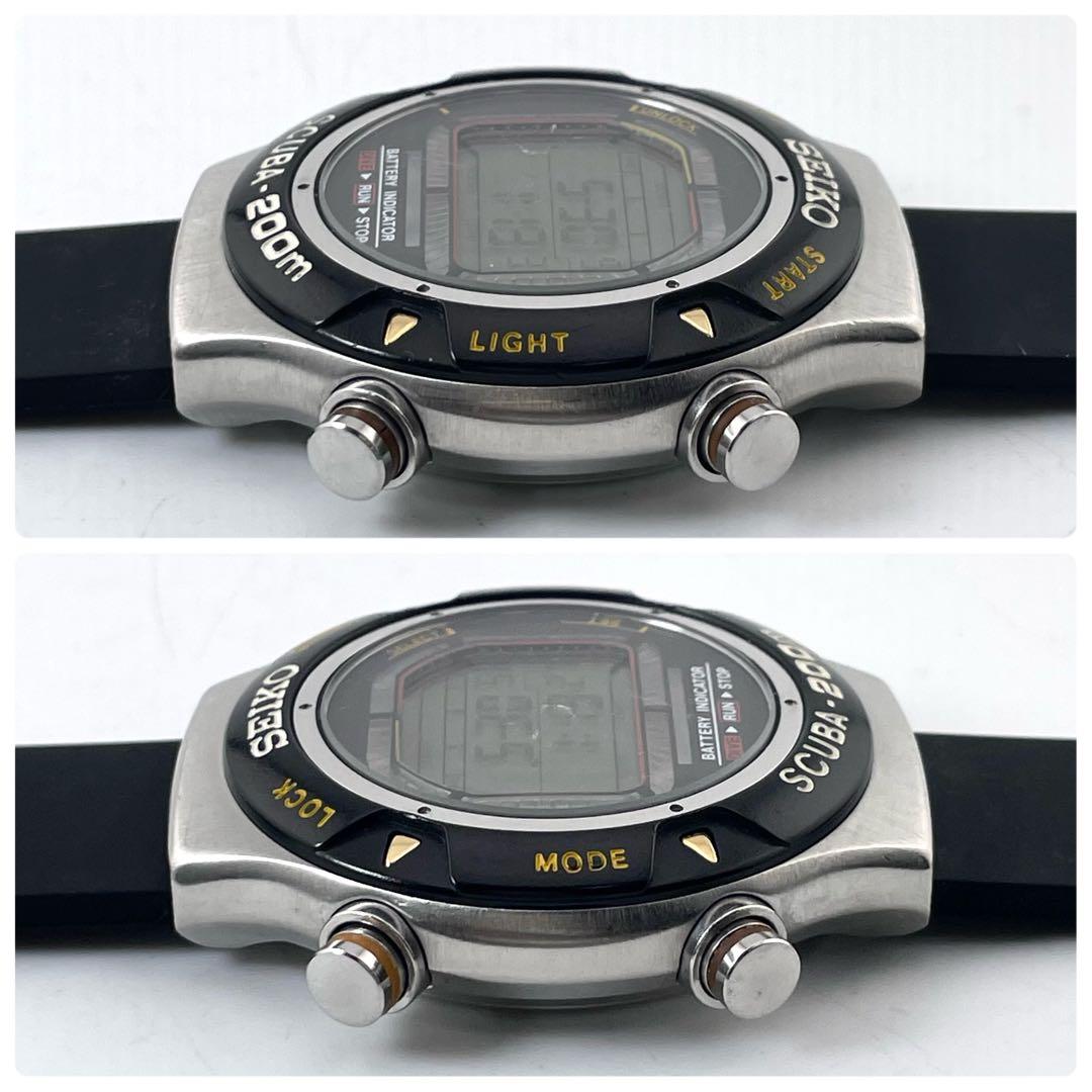 SEIKO S800-0010 ダイバーズウォッチ — クォーツ、シルバーブラック、メンズ