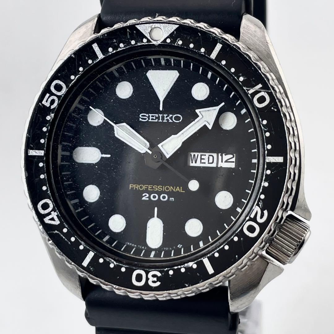SEIKO 7C43-7010 ダイバーズウォッチ — クオーツ、ブラック文字盤、メンズ