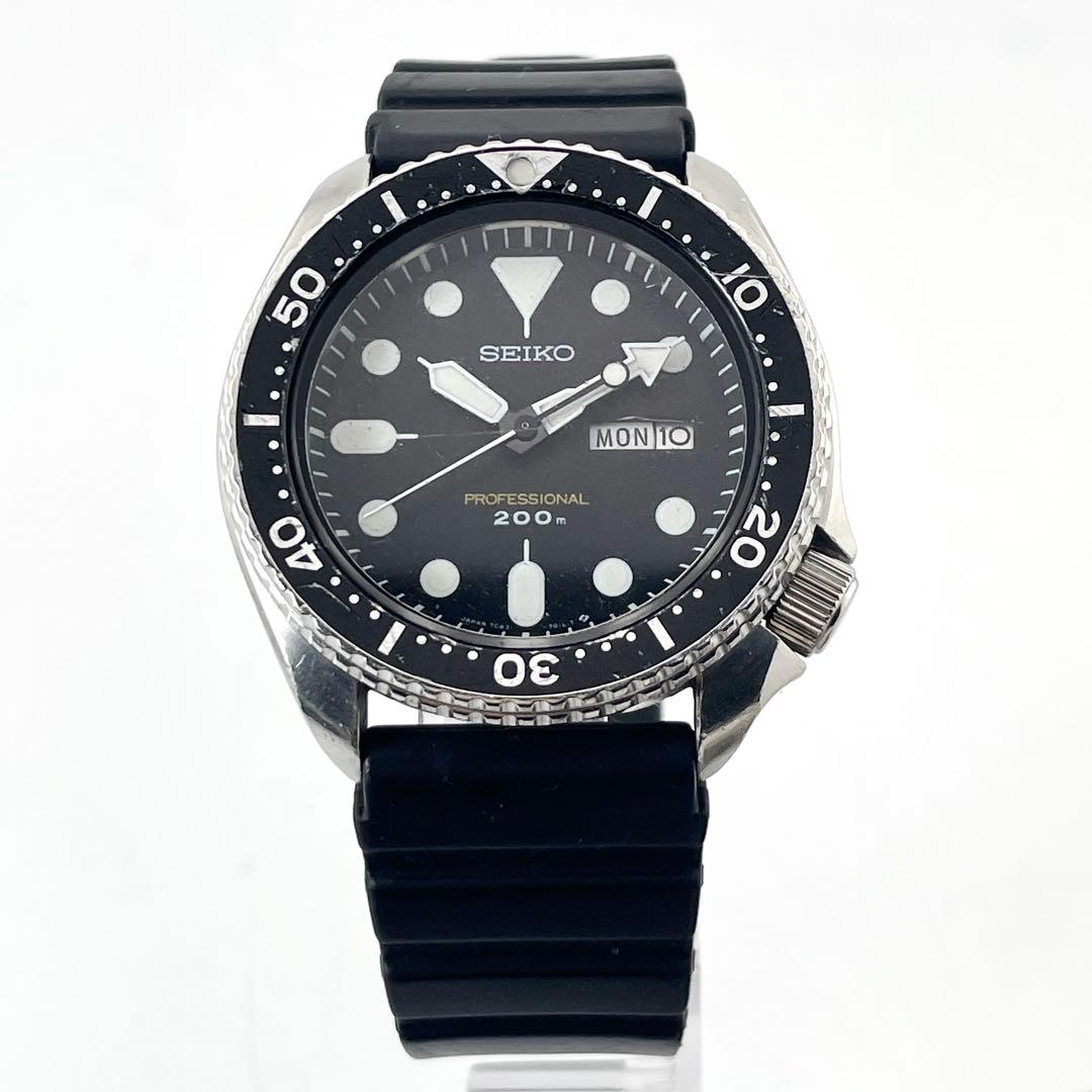 SEIKO 7C43-7010 ダイバーズウォッチ — クオーツ、ブラック文字盤、メンズ