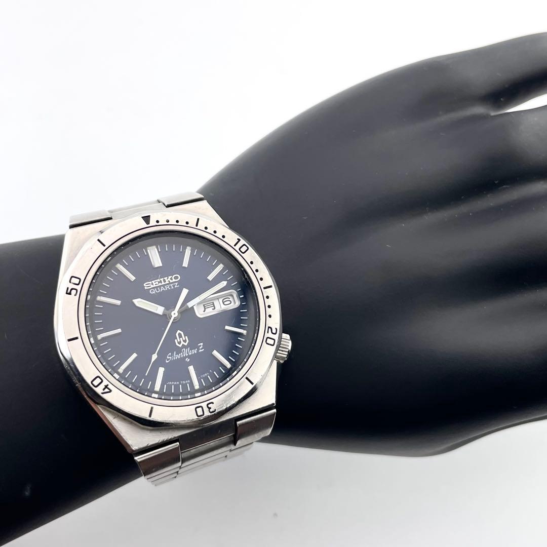 SEIKO 7546-7040 男士手表 — 石英，银色海军蓝表盘