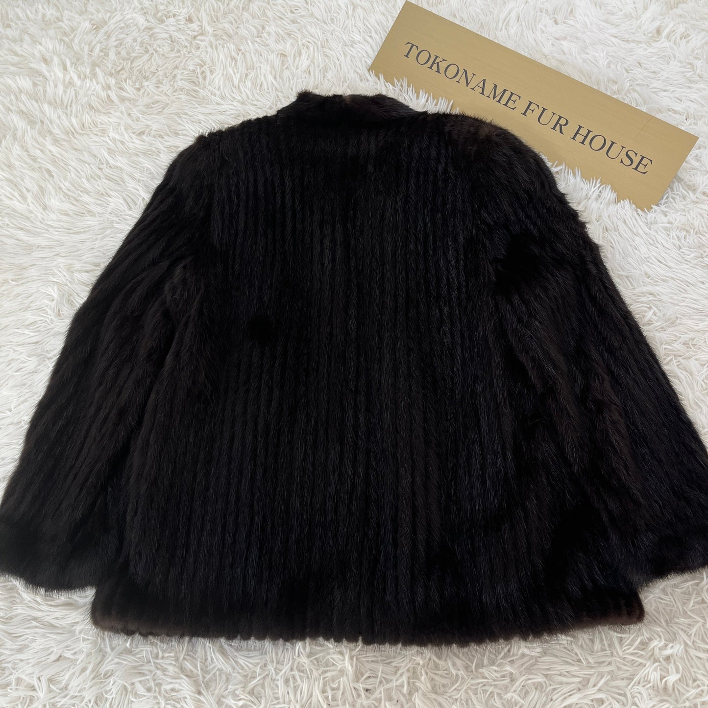 Dark Mink Jacket Stripe Cutting Genuine Vintage Fur Japan