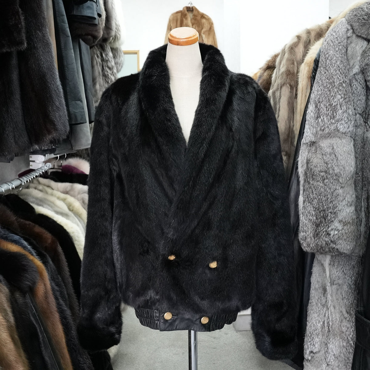 Mink and Leather Jacket Unisex - Genuine Vintage Fur From Japan