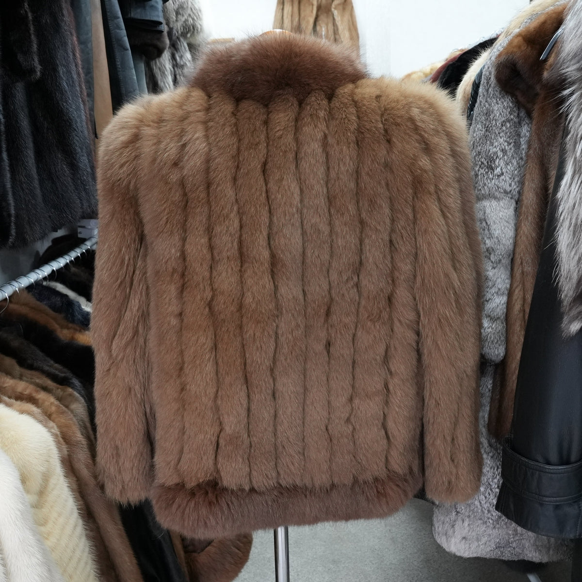 Brown Dyed Fox Fur Coat - Genuine Vintage Fur From Japan