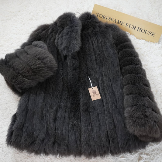 Gray Dyed Fox Fur Coat SAGA FOX - Genuine Vintage Fur From Japan