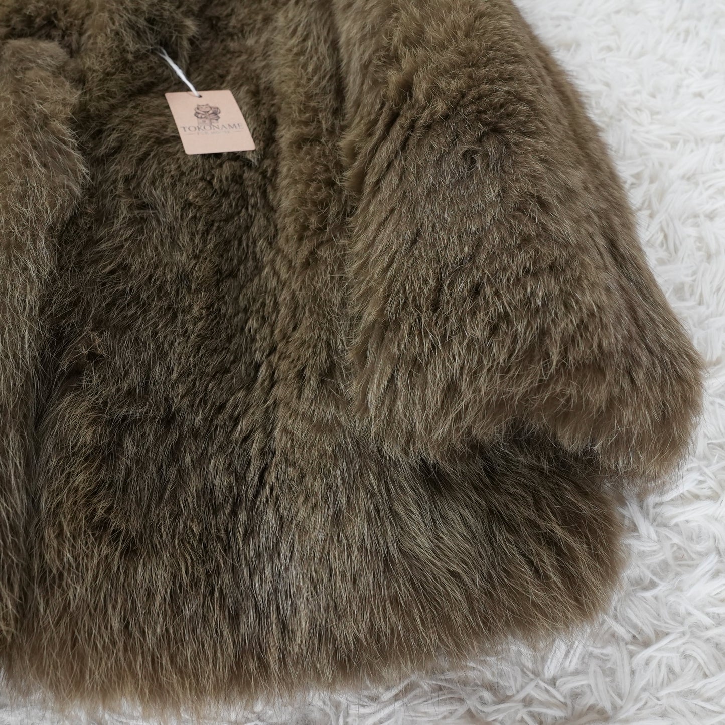 Ash Green Dyed Fox Fur Coat - Genuine Vintage Fur From Japan