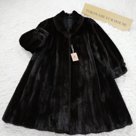 Dark Mink Fur Coat Flare Hem - Genuine Vintage Fur From Japan
