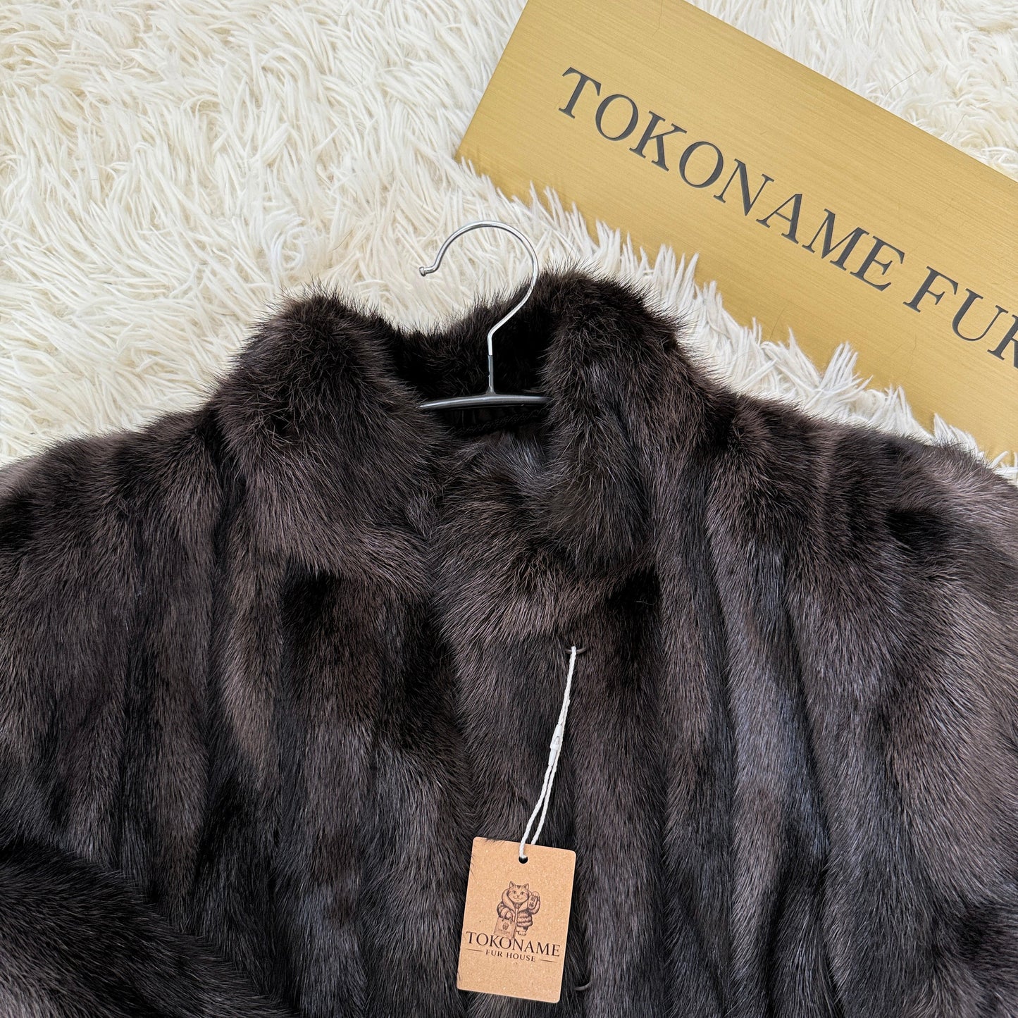 Black Cross Dyed Mink Coat EMBA Genuine Vintage Fur Japan