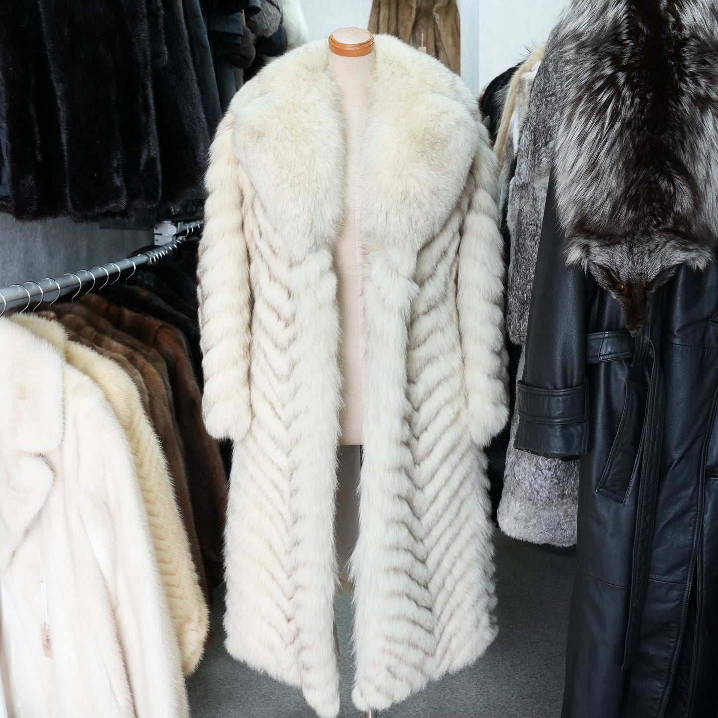 Blue Fox Long Coat - Genuine Vintage Fur From Japan