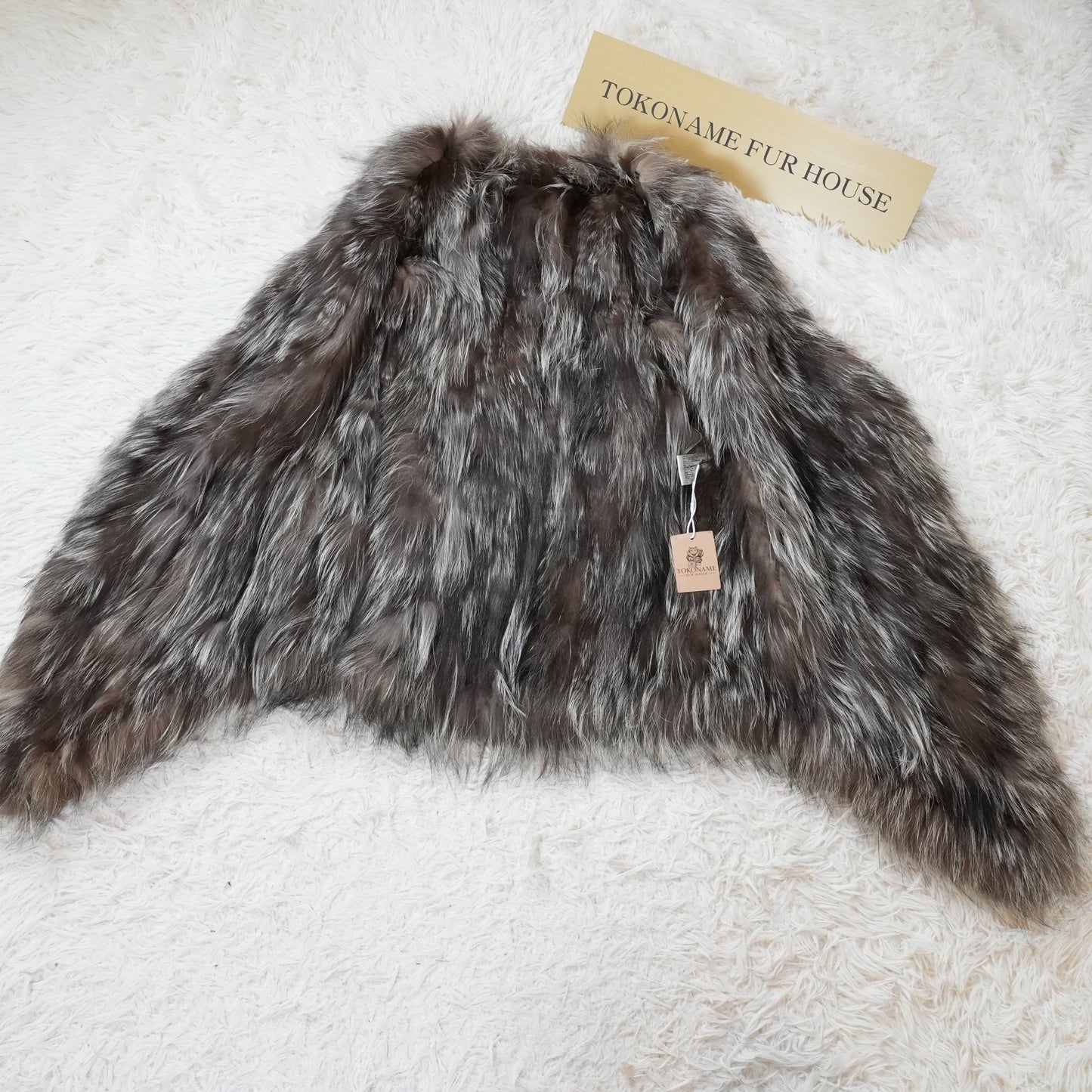 Silver Fox Vest textured yarn - Genuine Vintage Fur From Japan