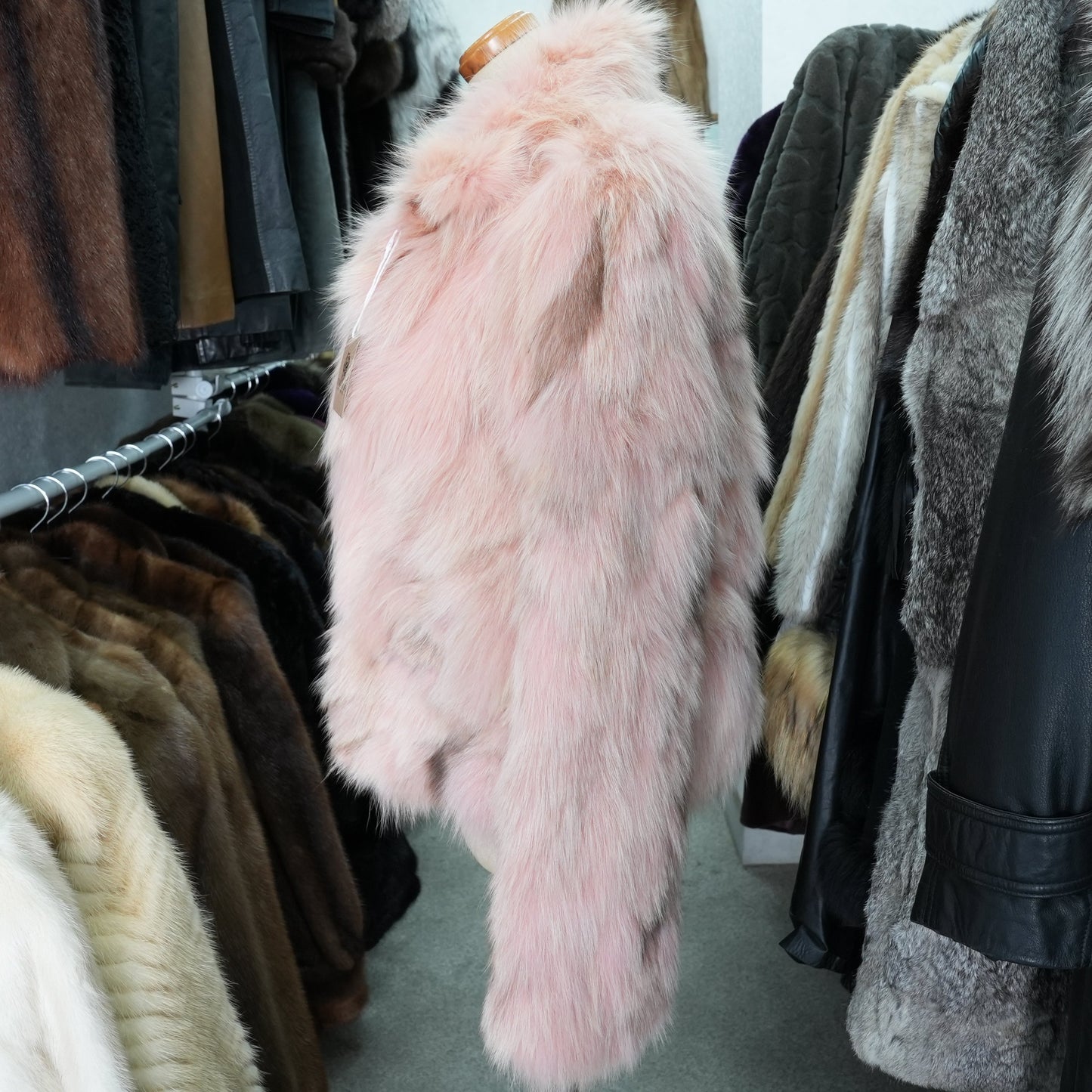 Pink Dyed Fox Fur Jacket - Genuine Vintage Fur From Japan