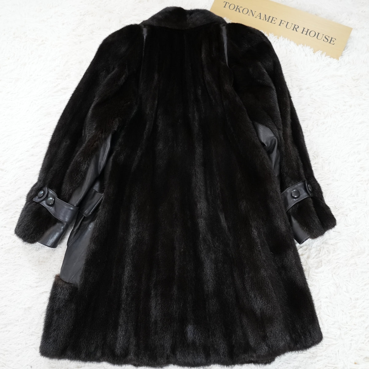 Dark Mink Fur and Leather Panel Coat- Genuine Vintage Fur From Japan