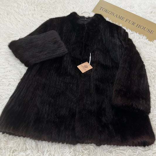 Dark Mink Jacket Stripe Cutting Vintage Fur From Japan