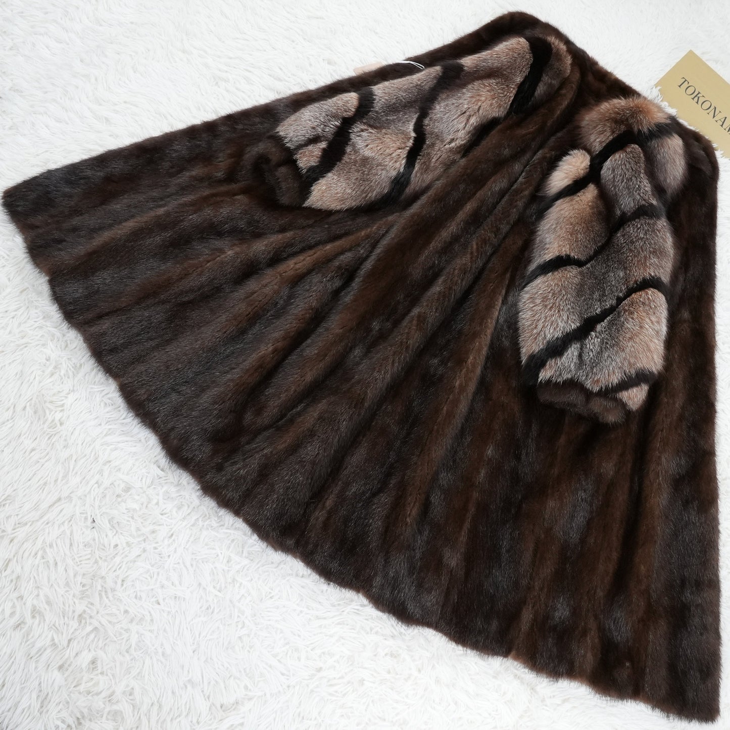Demi Buff SAGA Mink and Silver Fox Fur arm Long Coat - Genuine Vintage Fur From Japan