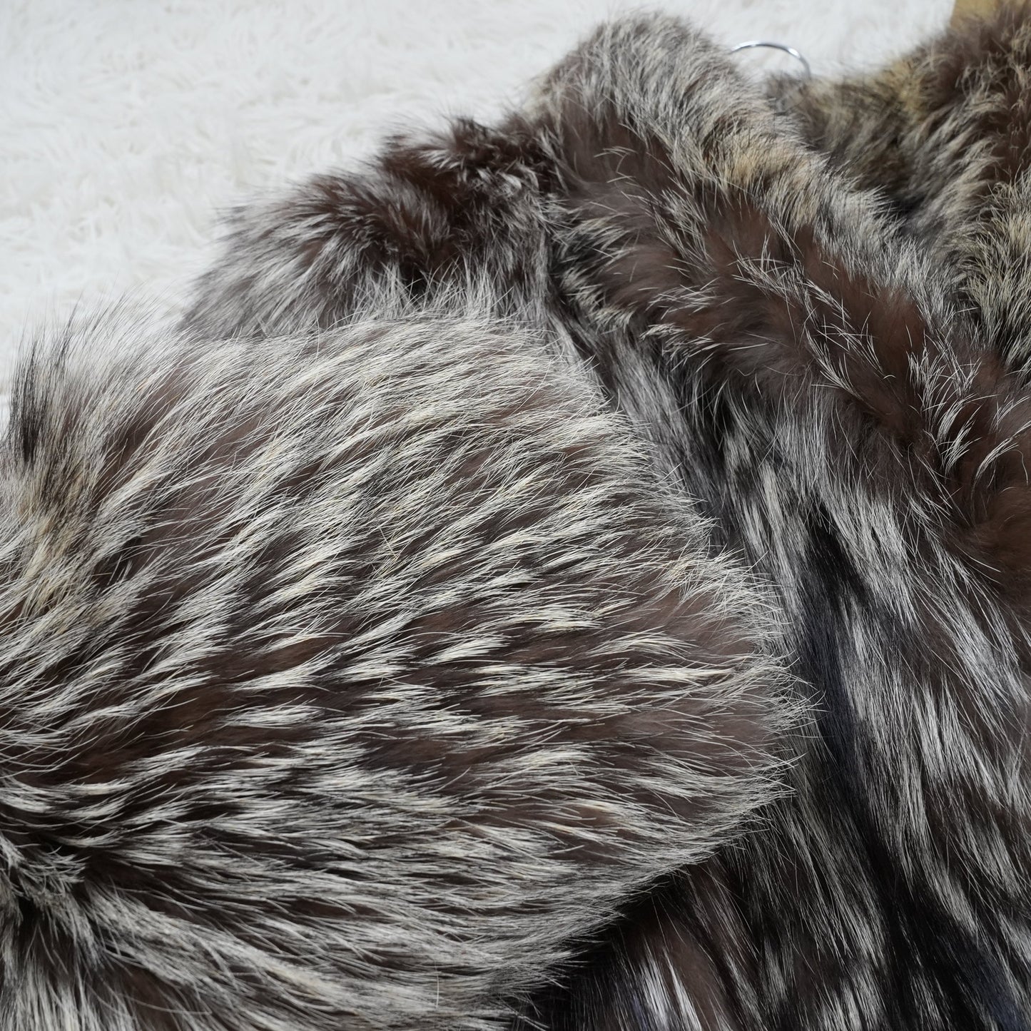 Silver Fox Fur Long Coat - Genuine Vintage Fur From Japan
