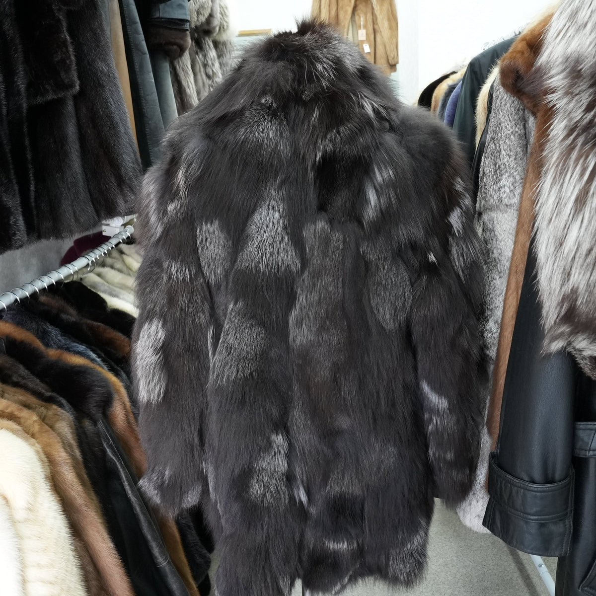 Dark Brown Dyed Silver Fox Fur Coat Italiya - Genuine Vintage Fur From Japan