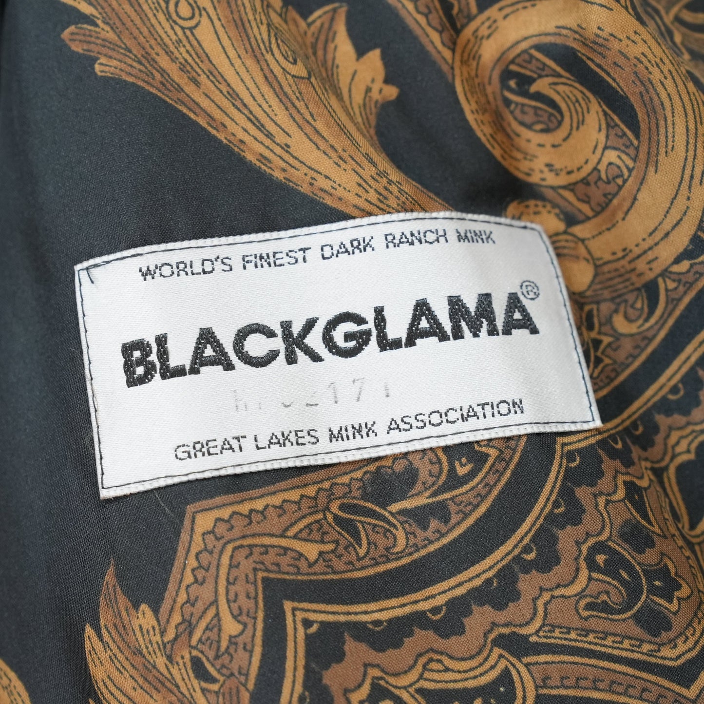 ブラックグラマ柄裾ミンクファーロングコートソフトレザーロールアップスリーブ - ヴィンテージファー日本