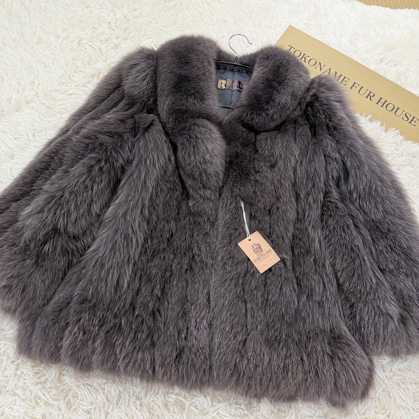 Ash purple Dyd Fox Coat Genuine Vintage Fur Japan