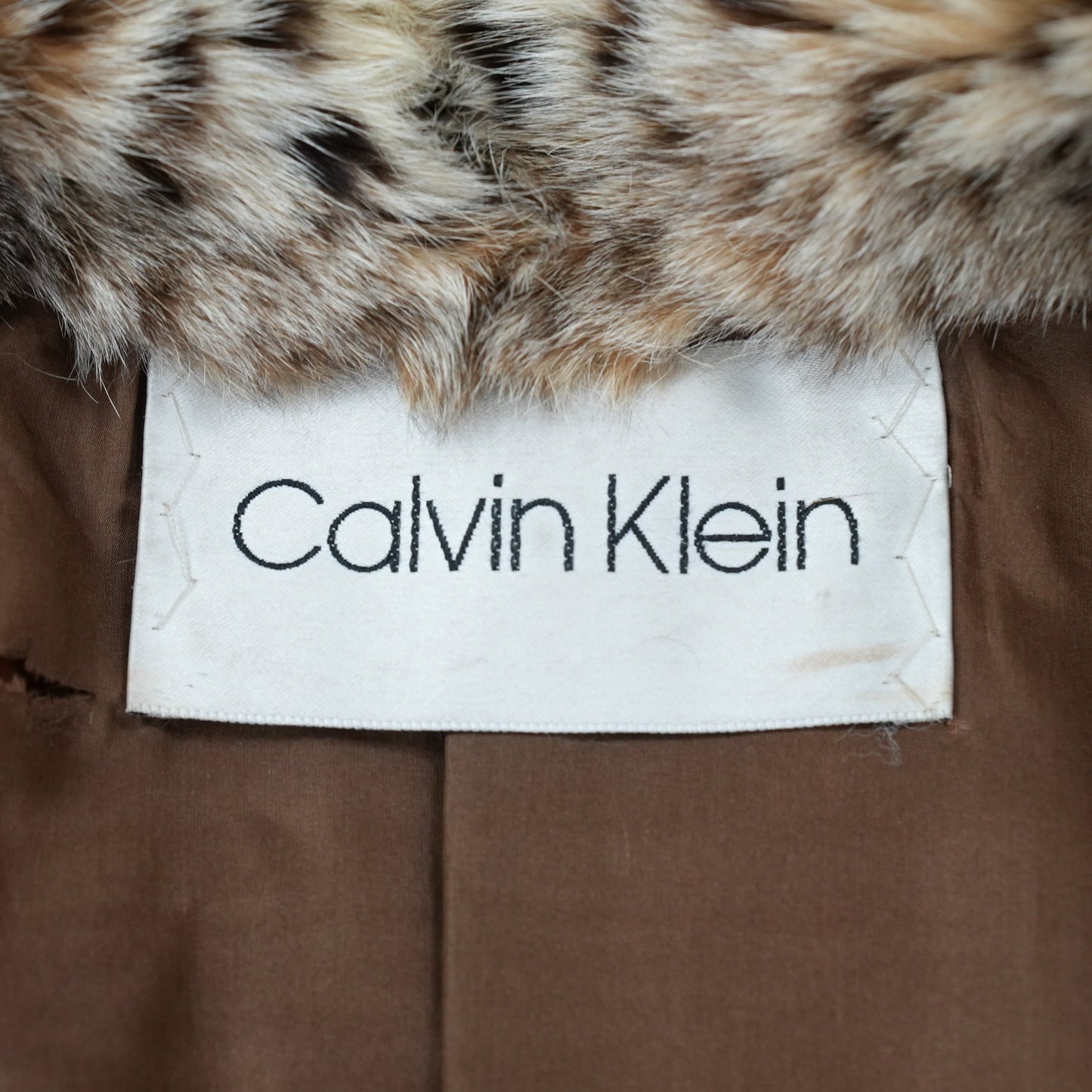 Lynx Fur Long Coat Roll Up Sleeve Calvin Klein - Genuine Vintage Fur From Japan