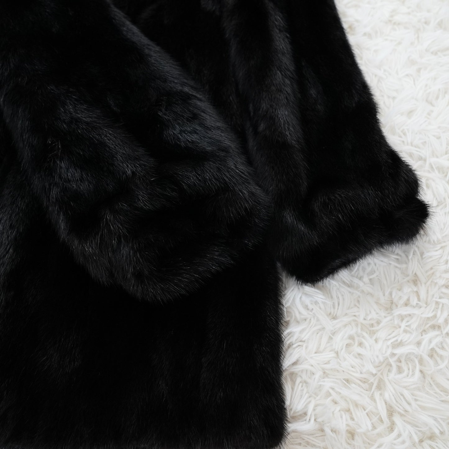 Black Mink Coat Genuine Vintage Fur Japan