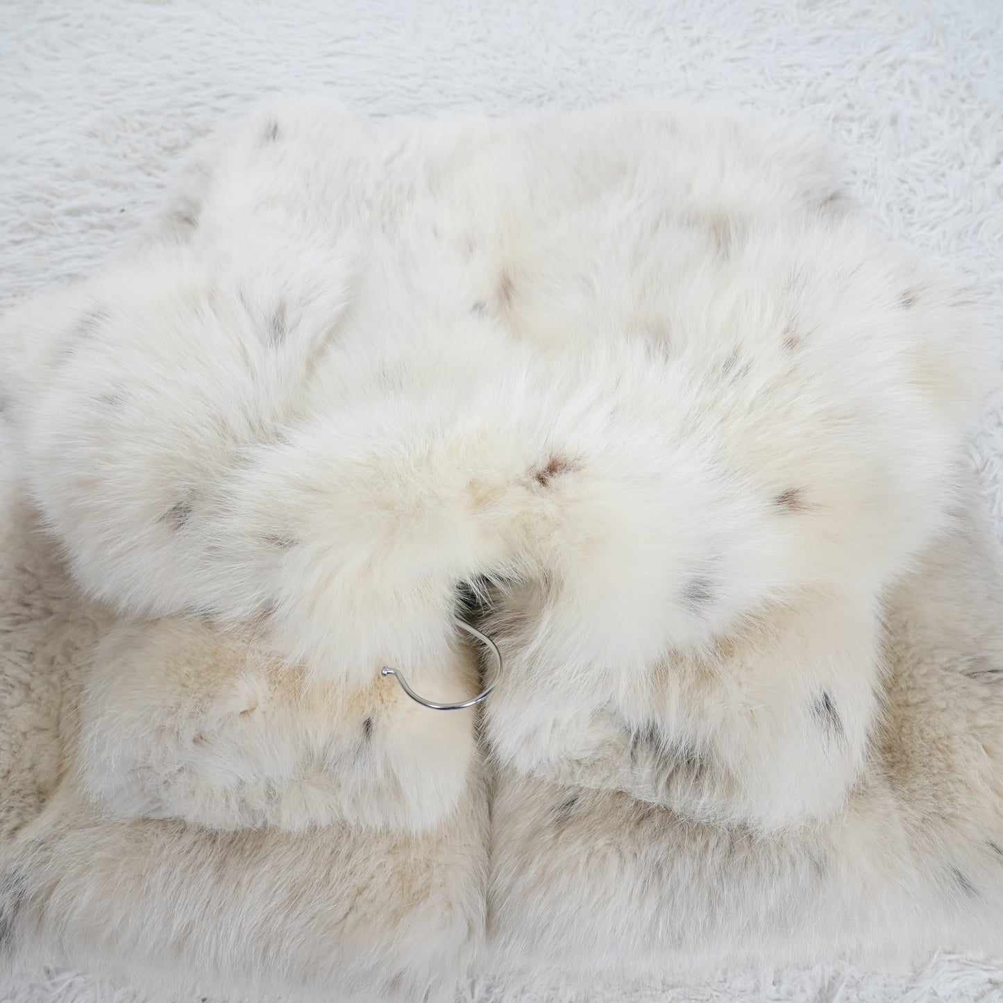 Lynx Dyed Shadow Fox Very Long Coat Soft & Fluffy - Genuine Vintage Fur From Japan