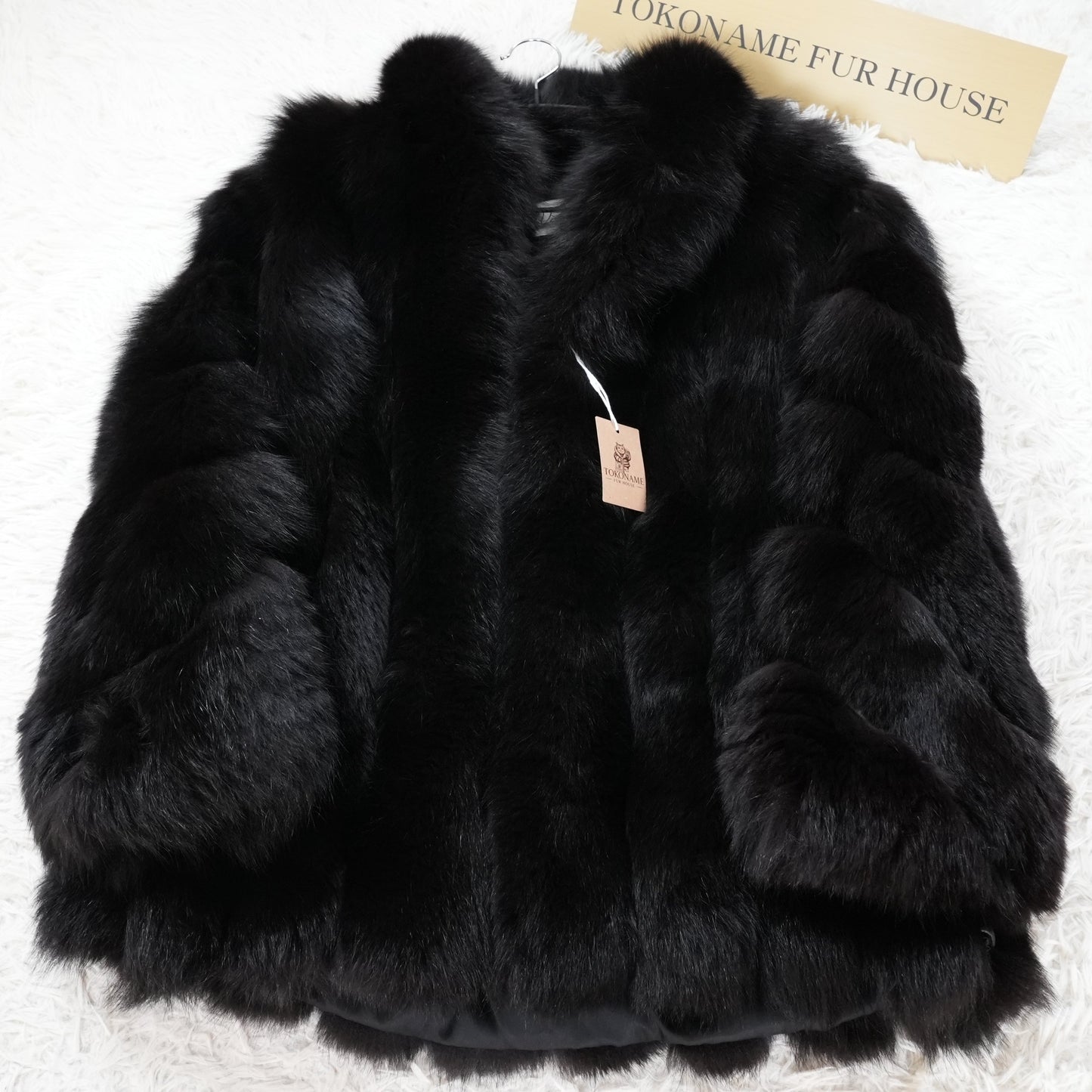 ROYAL SAGA FOX Black dyed Fur Coat - Genuine Vintage Fur From Japan