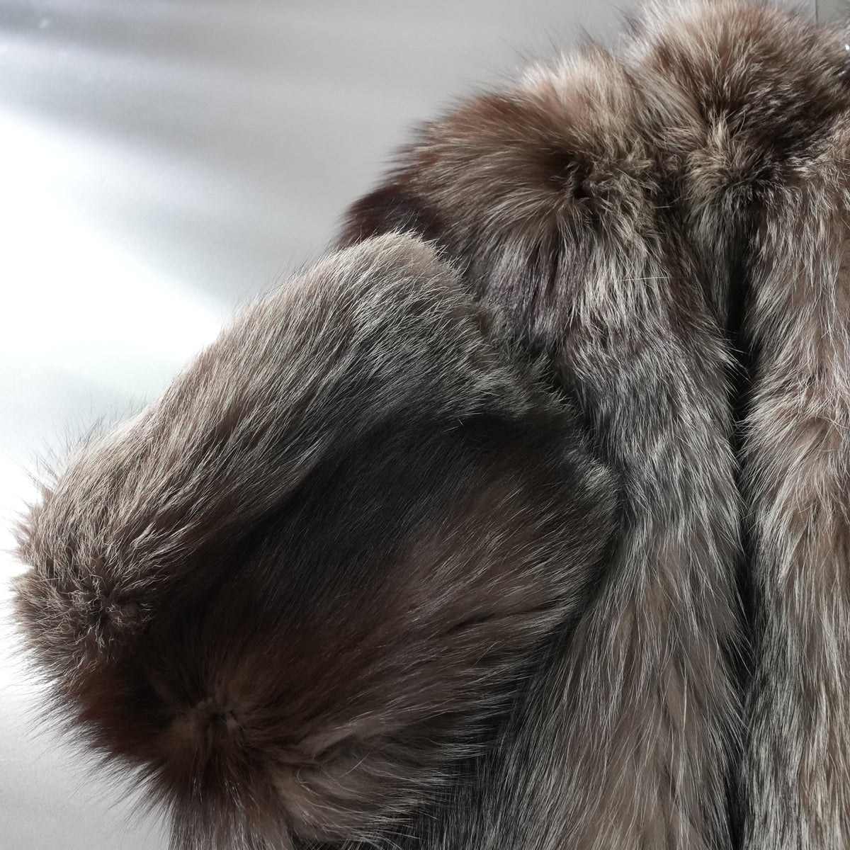 Silver Fox Fur Coat Soft Leather - Genuine Vintage Fur From Japan